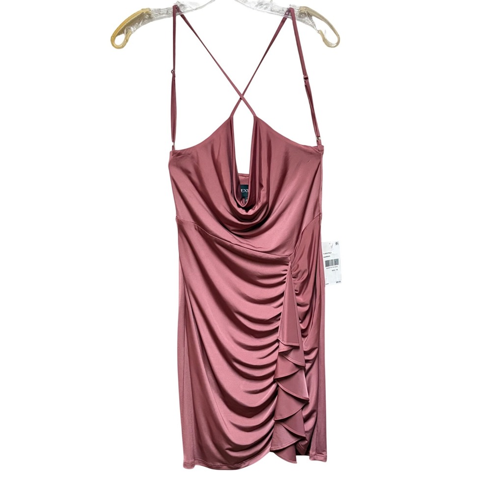 Next Up Rosewood‎ Cowl Neck Ruffle Mini Dress T13KA370J1 NWT Size 7/8